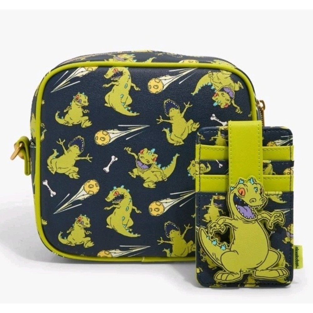 NEW! Loungefly Nickelodeon Rugrats Reptar Crossbody Bag & Cardholder Wallet!
